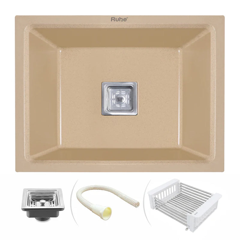 Quartz Single Bowl Kitchen Sink Coloured (21 x 18 x 9 Inches)