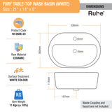 Fury Table Top Wash Basin (White) - by Ruhe