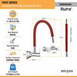 Pavo Sink Mixer Brass Faucet with Silicone Red Flexible Spout dimensions and sizes