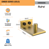 Ember Gold Robe Hook (Space Aluminium) dimensions and sizes