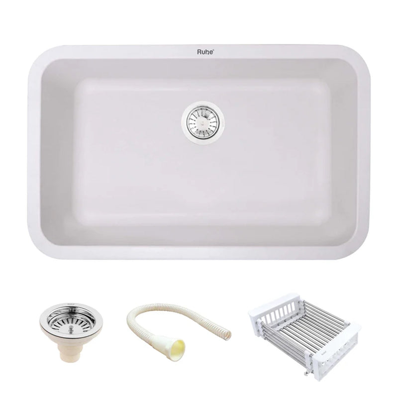 Quartz Single Bowl Kitchen Sink (31 x 19 x 9 Inches)