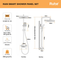 Rain 3-Function Brass Smart Shower Panel Set