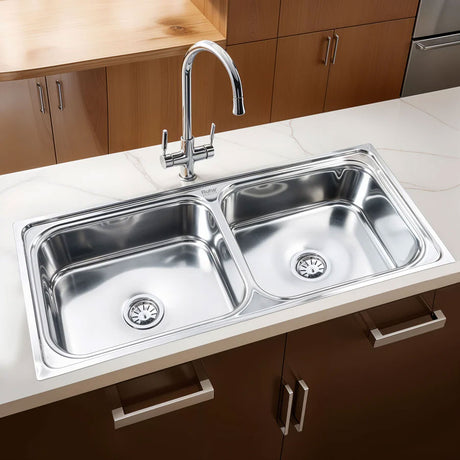 Square Double Bowl 304-Grade (45 x 20 x 9 Inches) Kitchen Sink - by Ruhe