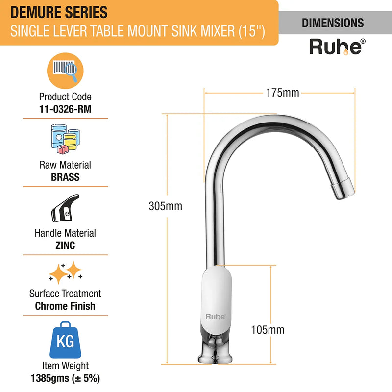 Demure Single Lever Deck-mount Kitchen Sink Mixer Tap with Swivel Spout