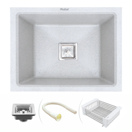 Quartz Single Bowl Kitchen Sink (21 x 18 x 9 Inches)