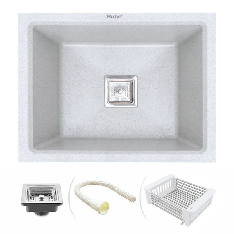 Quartz Single Bowl Kitchen Sink (21 x 18 x 9 Inches)