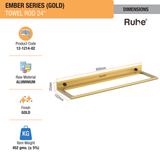 Ember Gold Towel Rod (Space Aluminium) dimensions and sizes