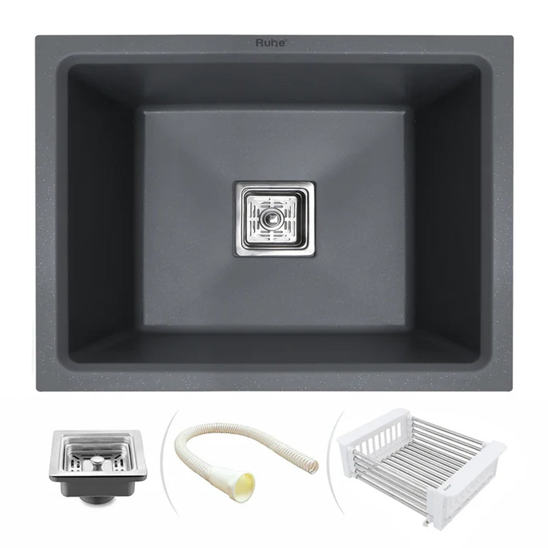Quartz Single Bowl Kitchen Sink (21 x 18 x 9 Inches)