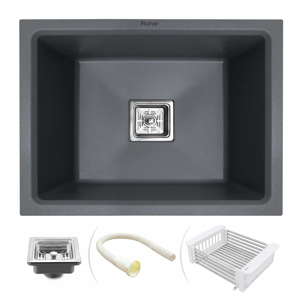 Quartz Single Bowl Kitchen Sink (21 x 18 x 9 Inches)