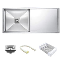 Handmade Stainless Steel Single Bowl Kitchen Sink with Drainboard (37 x 18 x 10 Inches) – Matt Steel