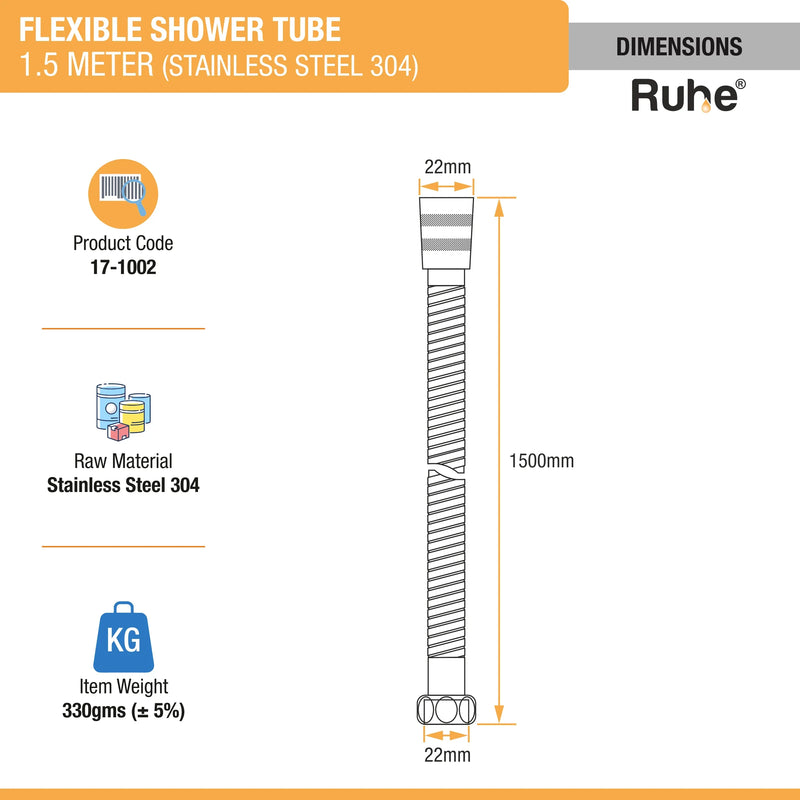 Shower Tube 304-Grade SS (1.5m) - by Ruhe