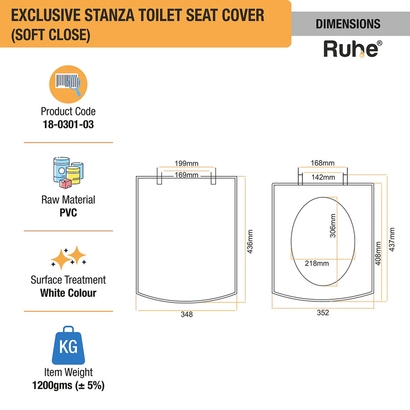 Stanza Toilet Seat Cover (Soft Close)