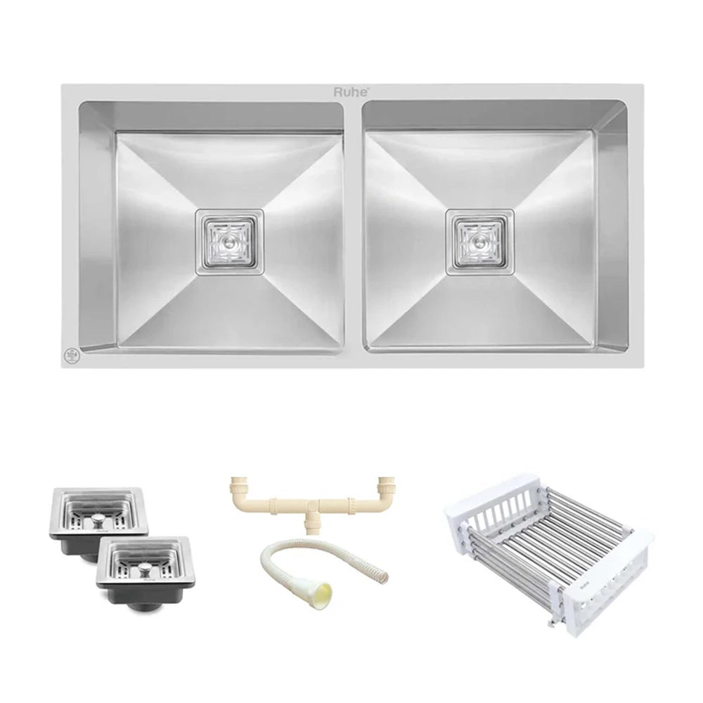 Handmade Double Bowl Kitchen Sink (37 x 18 x 10 Inches)
