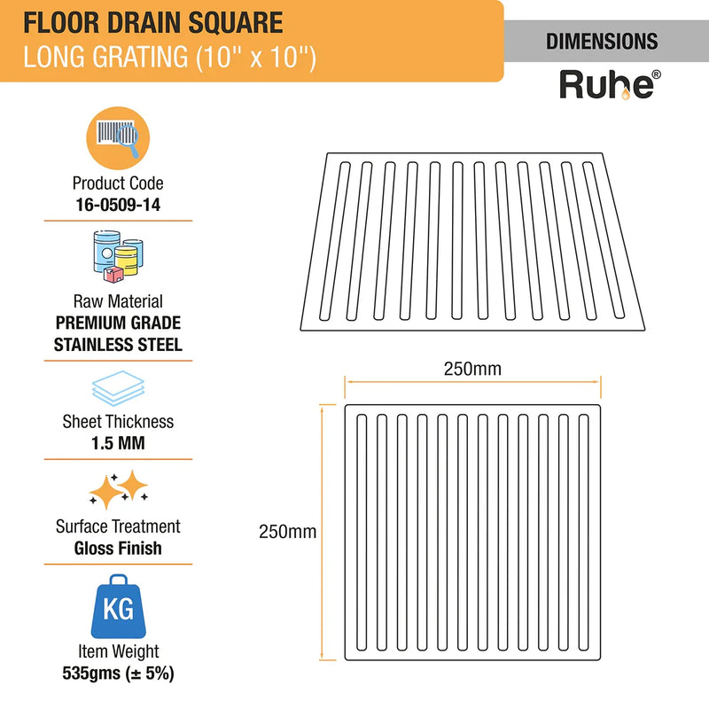 Long Grating Floor Drain