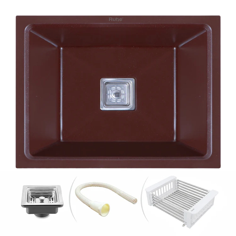 Quartz Single Bowl Coloured Kitchen Sink (21 x 18 x 9 Inches)