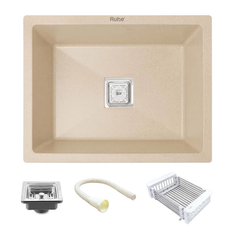 Quartz Single Bowl Kitchen Sink Sand Choco (24 x 18 x 9 Inches)