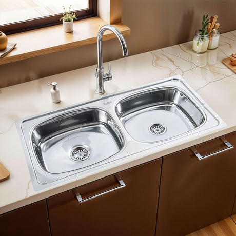 Oval Double Bowl (45 x 20 x 9 inches) Kitchen Sink - by Ruhe