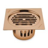 Classic Square Flat Cut Floor Drain in Antique Copper PVD Coating (5 x 5 Inches)