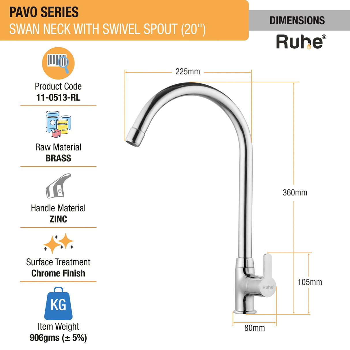 Pavo Deck Mount Kitchen Sink Tap with Small Swivel Spout