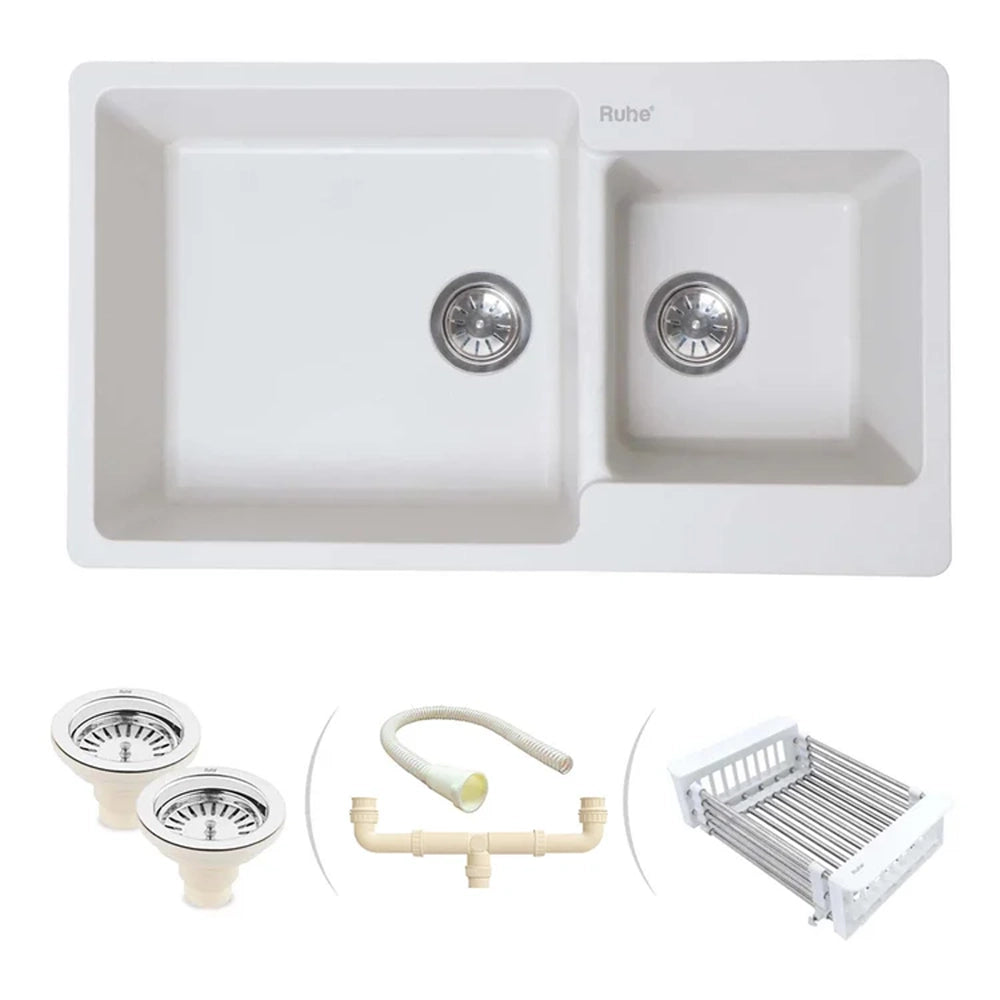 Quartz Double Bowl Kitchen Sink (34 x 20 x 9 inches)
