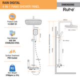 Rain Digital 4-in-1 Piano Shower Panel Complete Set including Overhead Shower, Multi-flow Hand Shower & Health Faucet - by Ruhe