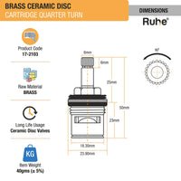 Brass Ceramic Disc Quarter-turn Cartridge (Pack of 4)