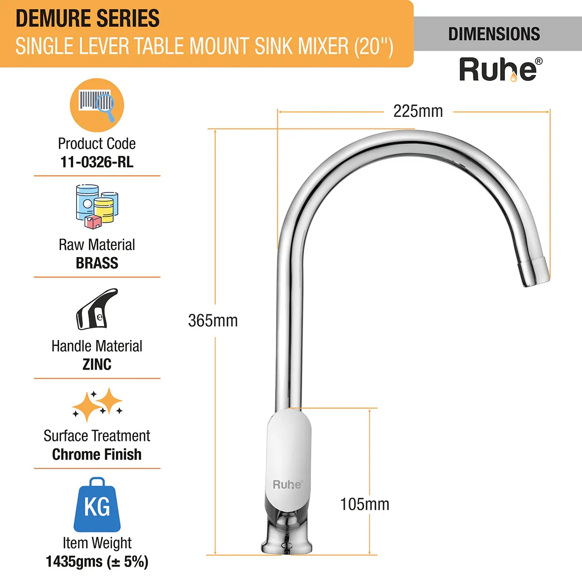 Demure Single Lever Deck-mount Kitchen Sink Mixer Tap with Swivel Spout