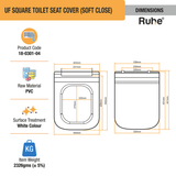 UF Square Toilet Seat Cover (Soft Close) -  by Ruhe®