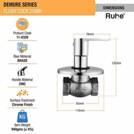 Demure Flush Valve (25mm) - by Ruhe®