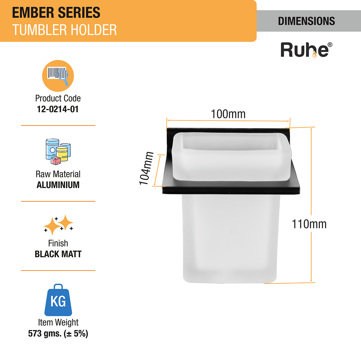 Ember Tumbler Holder (Space Aluminium) dimensions and sizes