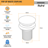 White Ceramic Pop-up Waste Coupling (3 Inches) - by Ruhe