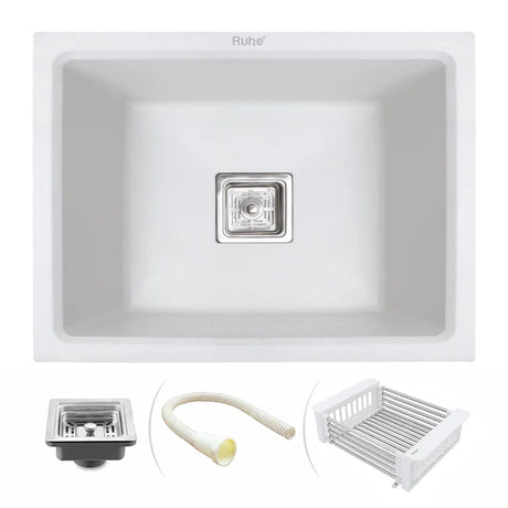 Quartz Single Bowl Kitchen Sink Coloured (21 x 18 x 9 Inches)