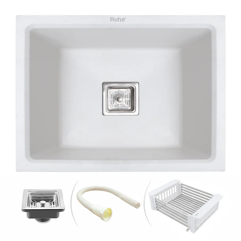 Quartz Single Bowl Kitchen Sink Coloured (21 x 18 x 9 Inches)