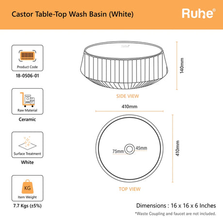 Castor Table-Top Wash Basin