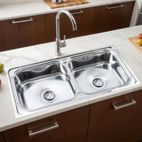 Square Double Bowl 304-Grade (37 x 18 x 8 inches) Kitchen Sink - by Ruhe