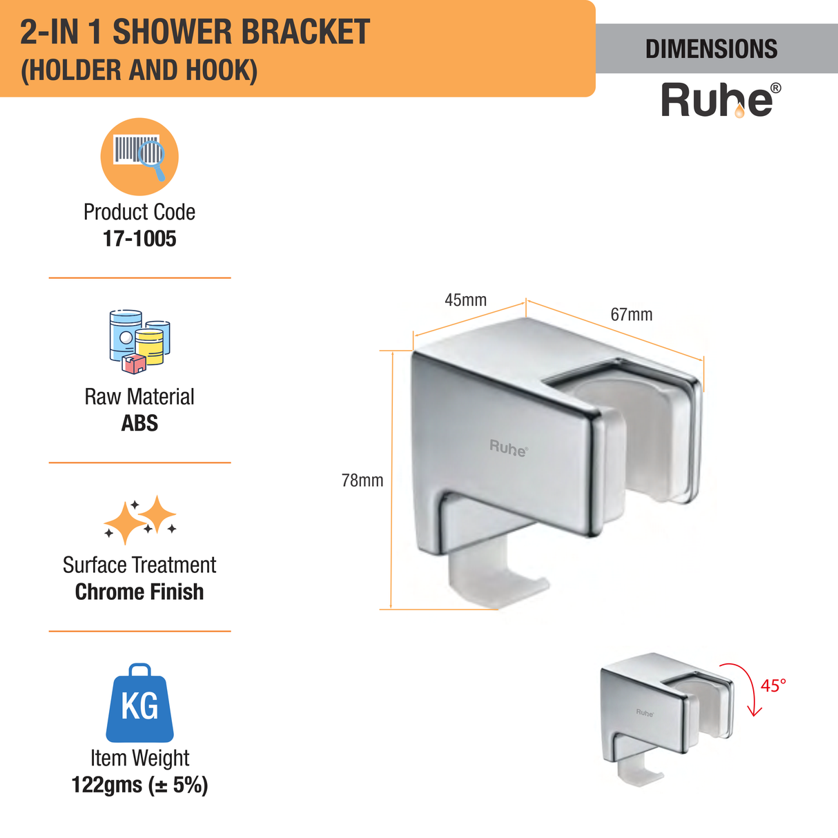 2-in1 Shower Bracket - by Ruhe