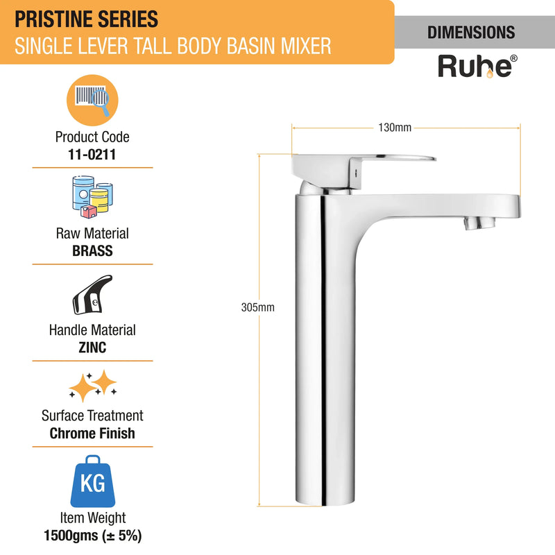 Pristine Single Lever Deck-mount Tall Body Wash Basin Mixer Tap