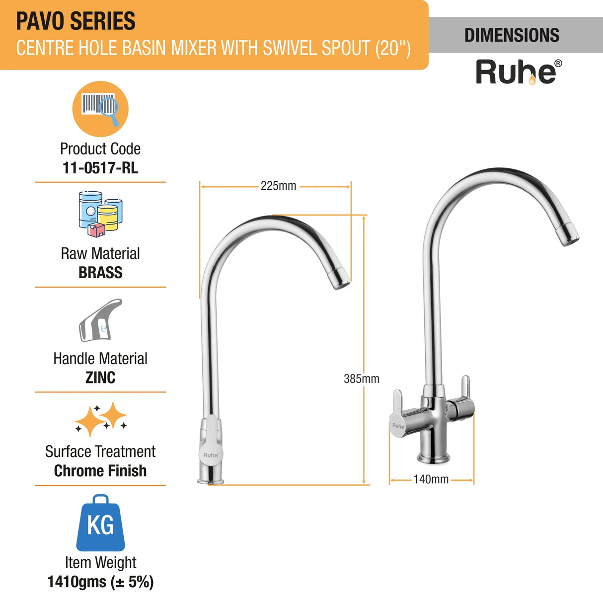 Pavo Deck Mount Wash Basin Mixer Tap with Swivel Spout