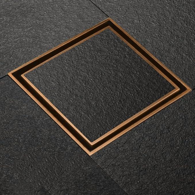 Marble Insert Shower Drain Channel (4 x 4 Inches) Antique Copper PVD Coated - by Ruhe