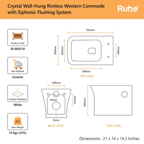 Crystal Wall-Hung Western Commode
