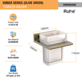 Ember Olive Green Tumbler Holder (Space Aluminium) dimensions and sizes