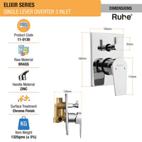 Elixir Brass Single Lever 3-Inlet (5-Way) Diverter Full Set