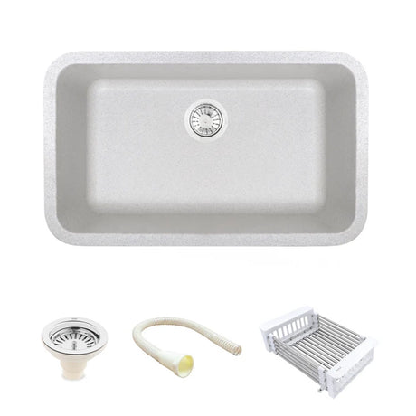 Quartz Single Bowl Sand Pluto Kitchen Sink (31 x 19 x 9 Inches)