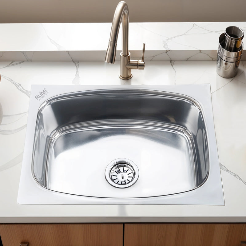 Oval Single Bowl Kitchen Sink (22 x 18 x 8 Inches)
