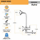 Demure Wall Mixer 3-in-1 Brass Faucet - by Ruhe®