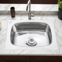 Oval Single Bowl Kitchen Sink (21 x 18 x 8 Inches)