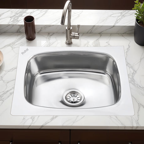Oval Single Bowl Kitchen Sink (21 x 18 x 8 Inches)