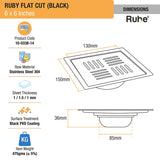 Ruby Square Flat Cut Floor Drain
