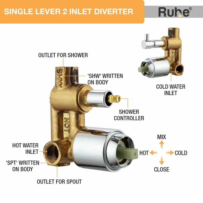 Single Lever 2-inlet Diverter (Body only) - by Ruhe