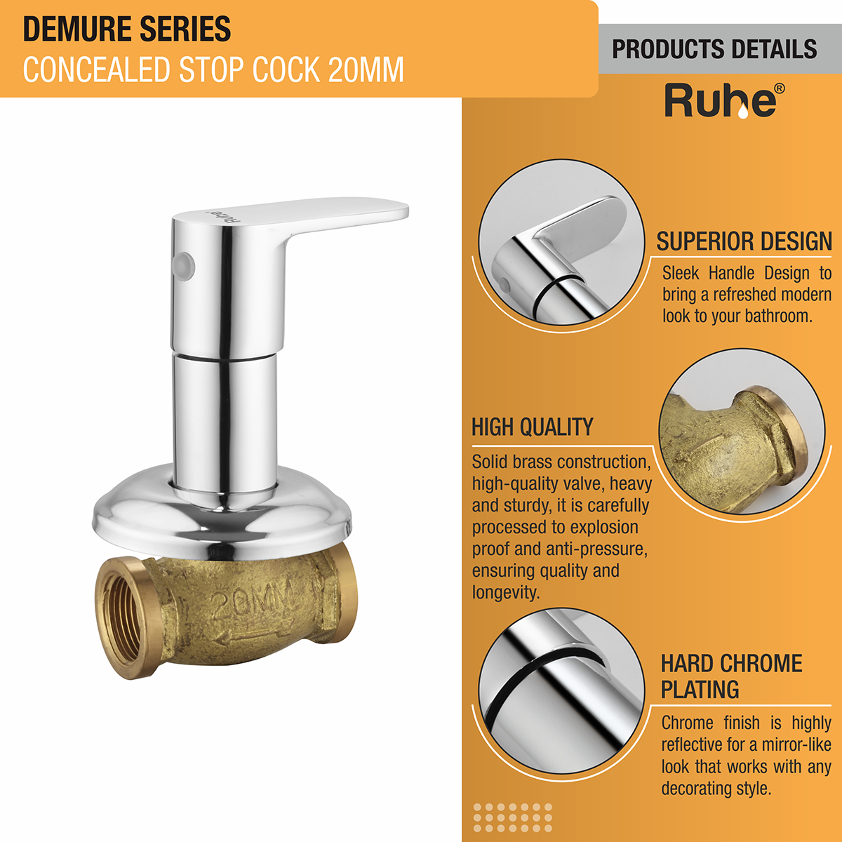 Demure Concealed Stop Valve (20mm)- by Ruhe®